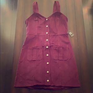 Maroon suede-like overall dress